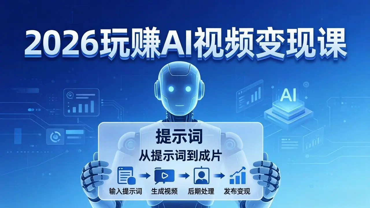 2026玩赚AI视频变现课:掌握 AI 视频全流程技能,从提示词到成片高效产出-知峰社