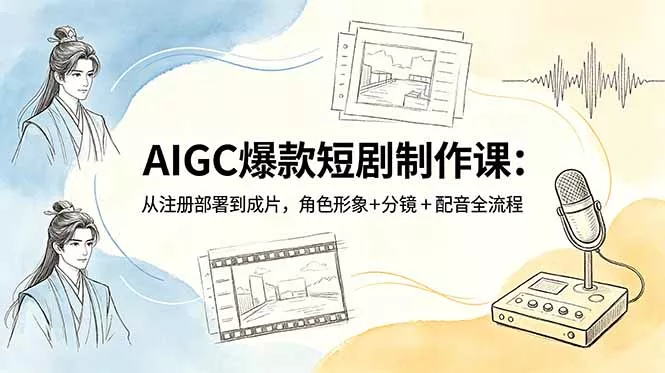 AIGC爆款短剧制作课:从注册部署到成片,角色形象+分镜+配音全流程-知峰社