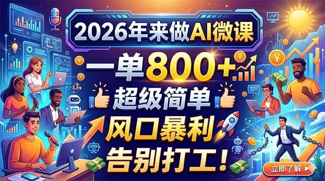 2026年来做AI微课,一单800+,超级简单,风口暴利,告别打工!-知峰社