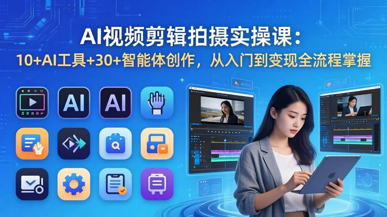 AI 视频剪辑拍摄实操课:10+AI工具+30+智能体创作,从入门到变现全流程掌握-知峰社