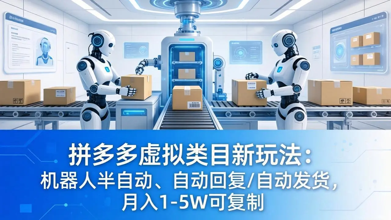 拼多多虚拟类目新玩法:机器人半自动、自动回复 /自动发货,月入 1-5W 可复制-知峰社